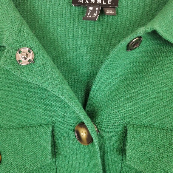 Marble Fashion Green Overshirt Shacket Button Front Cardigan - Picture 4 of 11